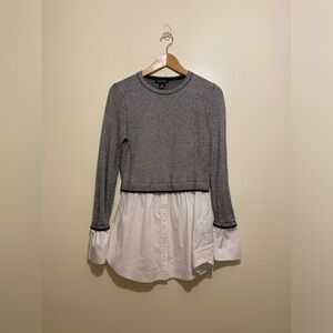 Club Monaco Black and White Layered Blouse. Size M